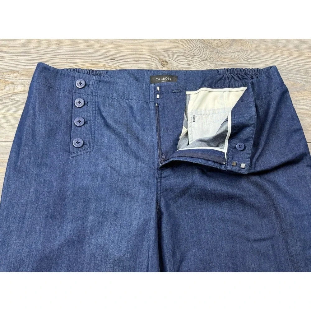 Talbots Trouser Jeans 18W (40x31) Cotton/Tencel Lightweight Wide‎ Leg Denim Blue